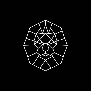 Aslan logosunu görmeniz gerekir. Aslan baş tacı - vektör çizim, amblem tasarımı olan. Evrensel şirket sembolü. Hanedan sigorta primi logo simge işareti.