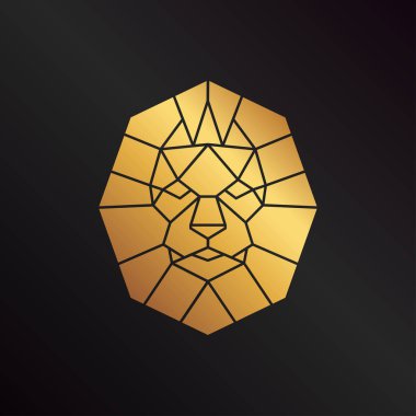 Aslan logosunu görmeniz gerekir. Aslan baş tacı - vektör çizim, amblem tasarımı olan. Evrensel şirket sembolü. Hanedan sigorta primi logo simge işareti.
