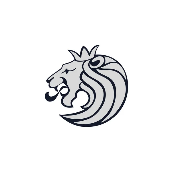 Logotipo Leão Cabeça Leão Com Coroa Ilustração Vetorial Design Emblema — Vetor de Stock
