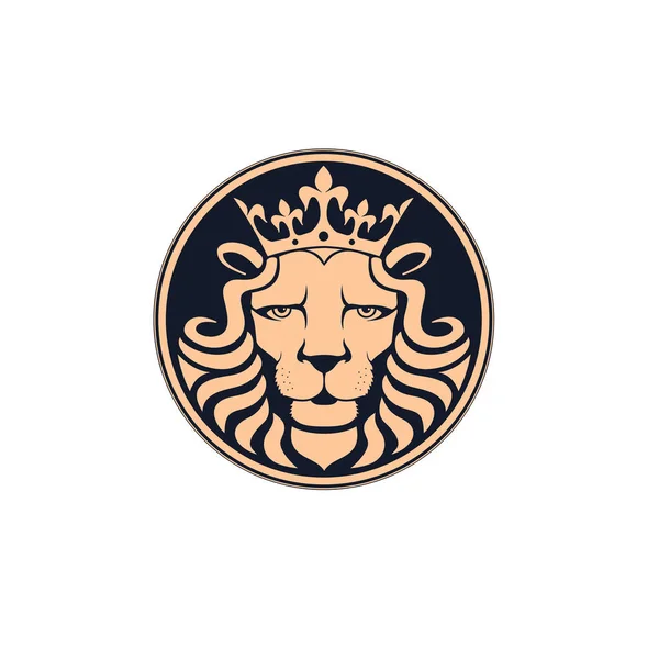 Lew Logo Głowy Lwa Korony Ilustracja Wektorowa Godło Projekt Symbolem — Wektor stockowy