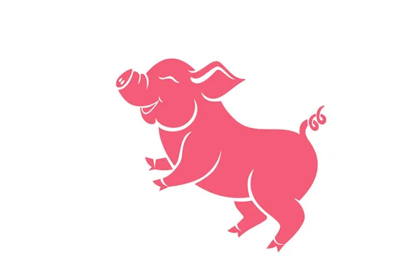 Pig Symbol 2019 Chinese Year Greeting Card Poster Vector Illustration — Stock Vector