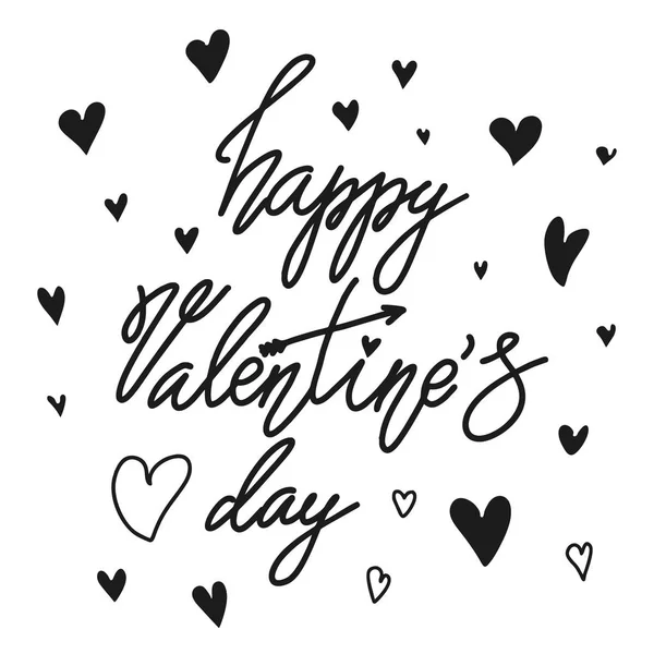 Happy Valentines Day Pędzla Napis Logotypy Herby Zaproszenie Karty Pozdrowieniami — Wektor stockowy