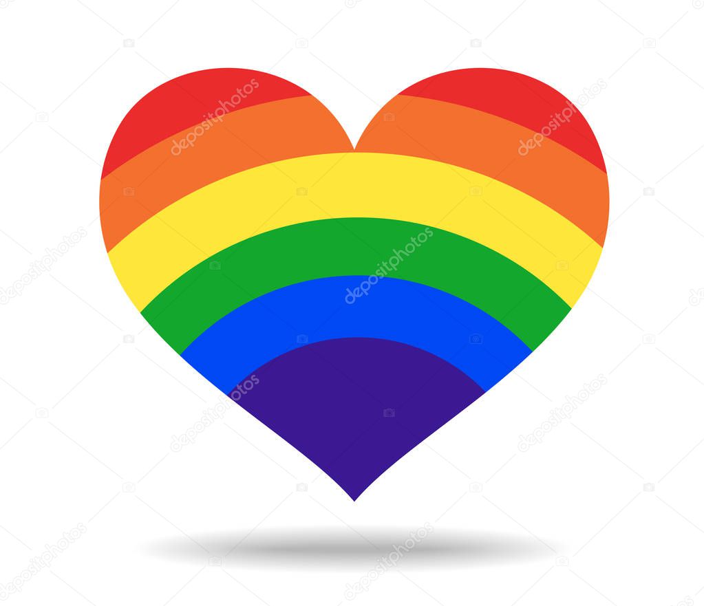 Rainbow heart love logo icon. Vector illustration. LGBT heart in vector format.