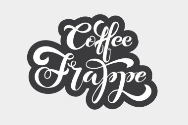 Kahve frappe logo. Kahve türleri. Tasarım öğeleri yazı el yazısı. Şablon ve konsept Cafe, menü, kahvesi, alışveriş reklam, kahve dükkanı.