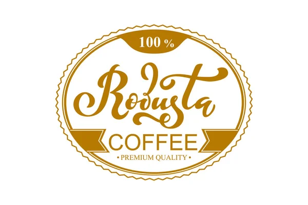 Robusta Kaffee Logo Vektor Illustration Von Handgeschriebenen Schriftzügen — Stockvektor