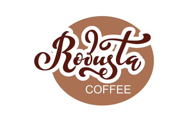 Robusta Logotipo Café Ilustração Vetorial Letras Manuscritas — Vetor de Stock