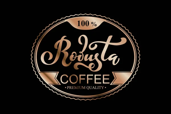 Robusta Kaffee Logo Vektor Illustration Von Handgeschriebenen Schriftzügen — Stockvektor