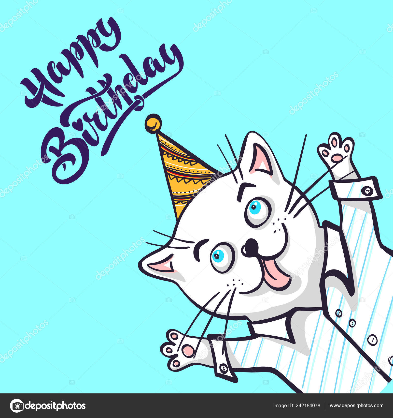 Kawaii Eine Katze Einem Shirt Und Cap Alles Gute Zum