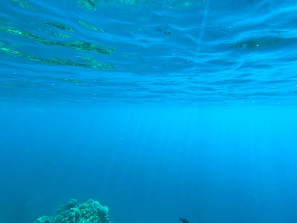 Hermosa textura del mar y el agua del océano. fondo azul. Fotografía submarina. Mar Rojo, Egipto . — Foto de Stock