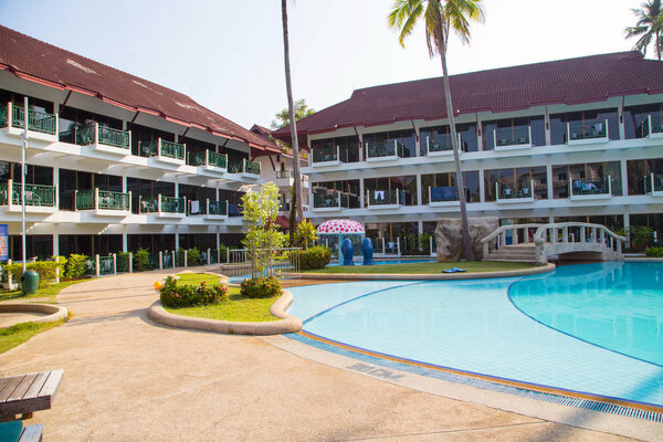 Amora Beach Resort, Phuket, Thailand, March 18, 2018: Swimming pool at the hotel. tourism and rest