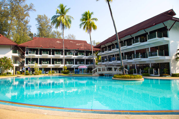 Amora Beach Resort, Phuket, Thailand, March 18, 2018: Swimming pool at the hotel. tourism and rest