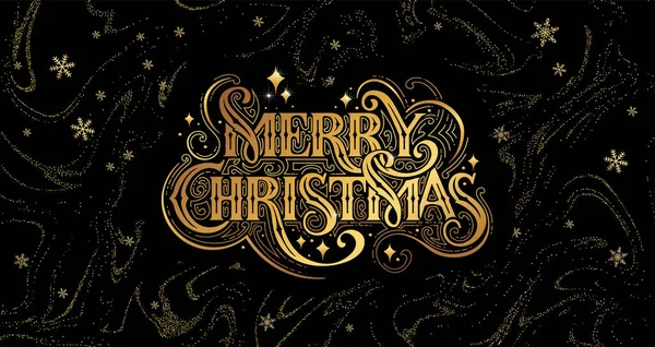 Merry Christmas Happy New Year Vintage Background Typography Drawn Hands — Stock Vector