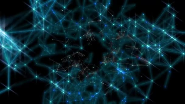 Fond cosmique créatif abstrait. Hyper saut dans une autre galaxie. Vitesse de la lumière, rayons lumineux au néon en mouvement. Beaux feux d'artifice, explosion colorée, big bang. Se déplacer à travers les étoiles. Boucle sans couture 