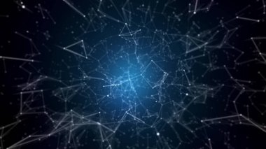 Büyük veri görselleştirmesi. Bilim geçmişi. Bileşikli büyük veri kompleksi. Çizgiler pleks.Parlak çokgen arkaplan.