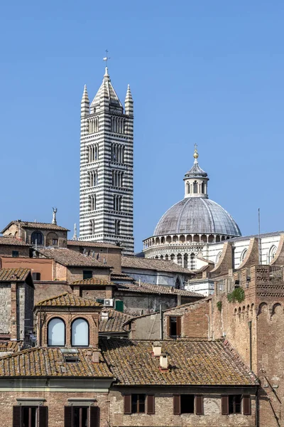 Der glockenturm und die kuppel der kathedrale von siena — Stockfoto