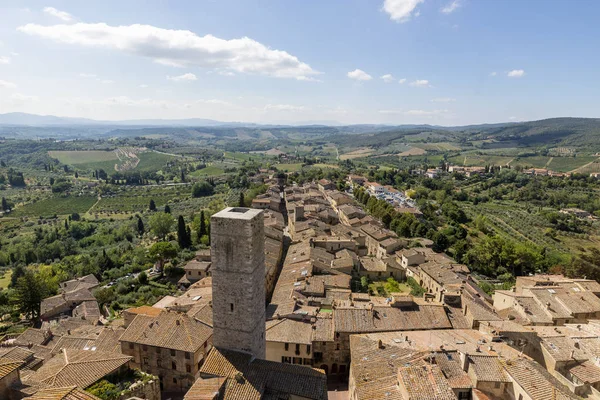 Vista aérea do centro histórico de San Gimignano — Fotografia de Stock