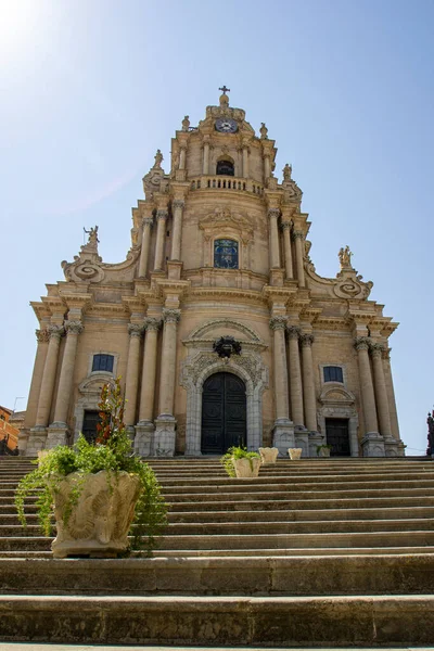 Vista Fachada Catedral San Giorgio Ciudad Ragusa Sicilia — Foto de Stock