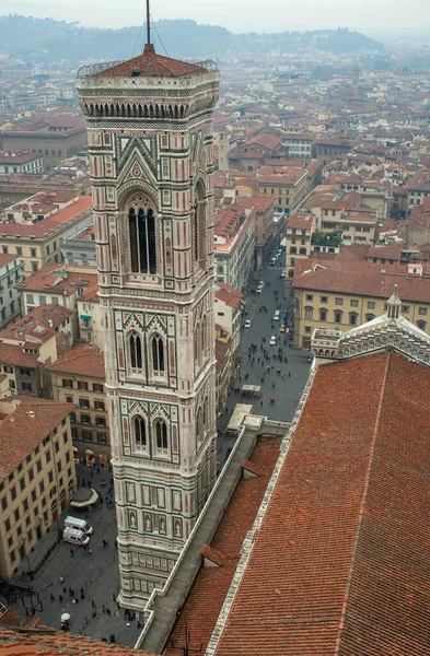 Jesienny Widok Dzwonnicy Giotta Szczytu Kopuły Brunelleschiego Florencji — Zdjęcie stockowe