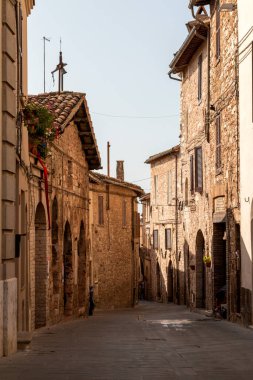 Spello, Umbria Borgho 'sunun ara sokaklarına bir göz atmak - İtalya