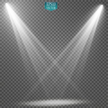 Vektör Spotlights. Sahne. Hafif Efektler. Parlak ışık efekti