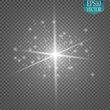 Parlak ışık efekti. Parlak toz bulutu. Vektör çizimi. Noel flaşı Konsepti