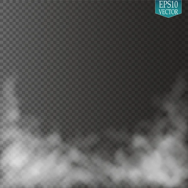 Niebla o humo aislado efecto especial transparente. Nubosidad del vector blanco, niebla o fondo de niebla. Ilustración vectorial — Vector de stock