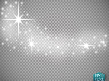 Altın parlayan kümesi üzerinde şeffaf arka plan izole etkileri ışıklar. Güneş ışınları ile flash ve spot. Parlama ışık efekti. Yıldız patlaması ile parıldıyor.