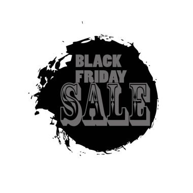 Kara Cuma indirimli suluboya vektör dokusu. Grunge el yazısı çerçeve şablonu, soyut illüstrasyon, mürekkep kuru fırça lekesi, felç, su sıçraması, leke, leke. Harf yazımı