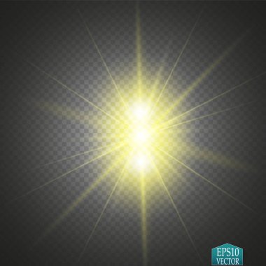 Parlama ışık efekti. Yıldız patlaması ile parıldıyor. Altın parlayan ışıklar