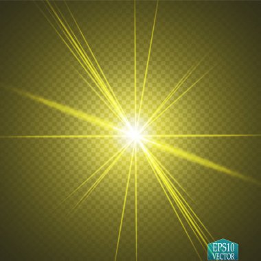 Parlama ışık efekti. Yıldız patlaması ile parıldıyor. Altın parlayan ışıklar