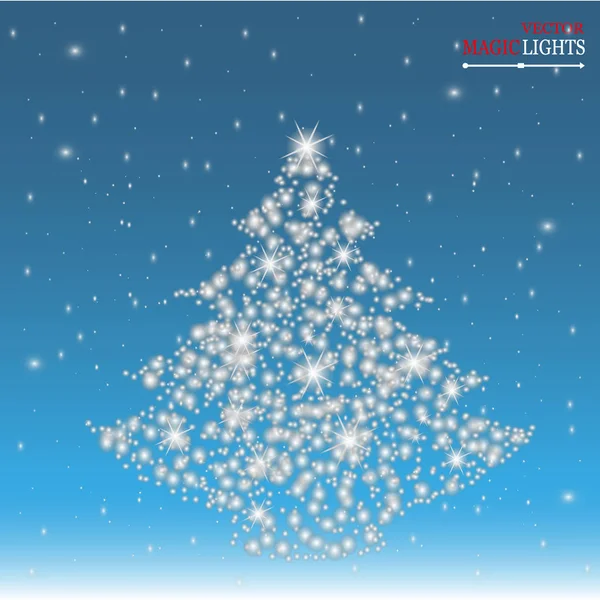 Effetto luce. Stella scoppiata con scintille. Albero di Natale — Vettoriale Stock