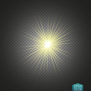 Parlama ışık efekti. Yıldız patlaması ile parıldıyor. Altın parlayan ışıklar