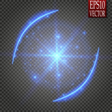 Kıvılcım girdap iz etkisi üzerinde şeffaf arka plan izole parlayan sihirli kümesi. Bokeh glitter dalga satır parlak flaş ışıkları uçan ile. Vektör çizim
