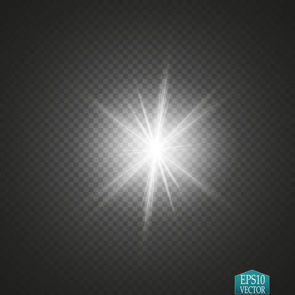 Glow light effect. Star burst with sparkles. Golden glowing lights — Stock Vector