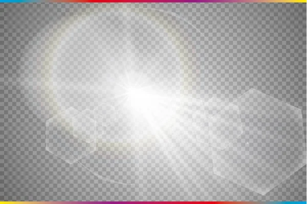Şeffaf güneş ışığı vektörü. Özel lens ışık efekti.. — Stok Vektör
