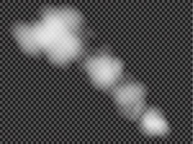 Sis ya da duman izole edilmiş şeffaf özel efekt. Beyaz vektör bulanıklığı, sis veya sis arkaplanı. Vektör illüstrasyonu