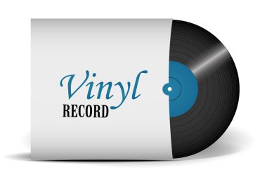 Bir kapak gerçekçi vinil kaydıyla. Disko. Retro tasarımı. Ön plan. Müzik. Canlı müzik.