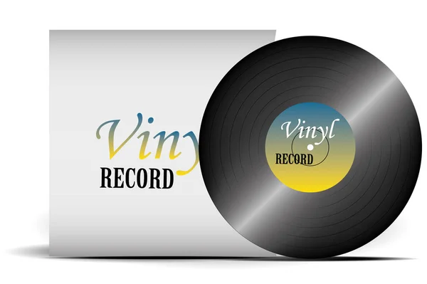 A realistic vinyl record with a cover. Disco. Retro design. Foreground. Music. Live music. — Stock Vector