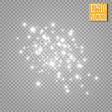 Altın parlayan kümesi üzerinde şeffaf arka plan izole etkileri ışıklar. Güneş ışınları ile flash ve spot. Parlama ışık efekti. Yıldız patlaması ile parıldıyor.