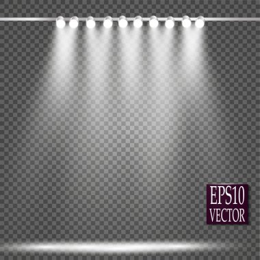 Vektör Spotlights. Sahne. Hafif Efektler. Parlak ışık efekti