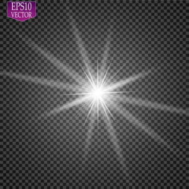 Parlama ışık efekti. Yıldız patlaması ile parıldıyor. Altın parlayan ışıklar