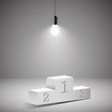 Ödül töreni ile podyum birinci, ikinci ve üçüncü için boş Kazananlar. Vektör çizim