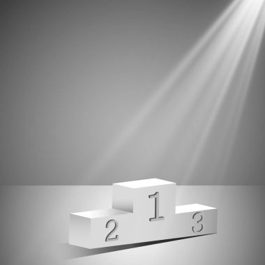 Ödül töreni ile podyum birinci, ikinci ve üçüncü için boş Kazananlar. Vektör çizim