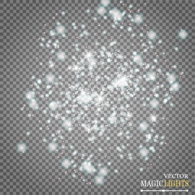 Altın parlayan kümesi üzerinde şeffaf arka plan izole etkileri ışıklar. Güneş ışınları ile flash ve spot. Parlama ışık efekti. Yıldız patlaması ile parıldıyor.