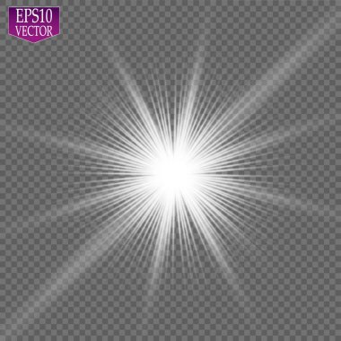 Parlama ışık efekti. Yıldız patlaması ile parıldıyor. Altın parlayan ışıklar