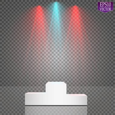 Ödül töreni ile podyum birinci, ikinci ve üçüncü için boş Kazananlar. Vektör çizim