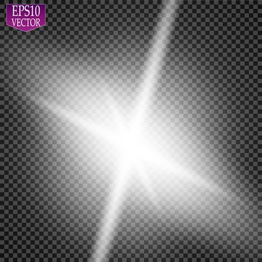 Parlama ışık efekti. Yıldız patlaması ile parıldıyor. Altın parlayan ışıklar