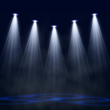 Vektör Spotlights. Sahne Işığı Efektleri Vektörü. Parlak ışık efekti.