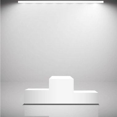 Ödül töreni ile podyum birinci, ikinci ve üçüncü için boş Kazananlar. Vektör çizim