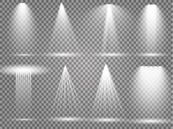 Projecteurs vectoriels. Scène. Effets de lumière. Effet lumineux lumineux — Image vectorielle
